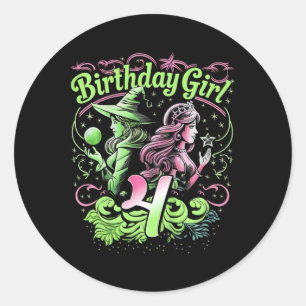 Kinder 4. Geburtstag Rosa und Grün 4 Jahre alt Runder Aufkleber