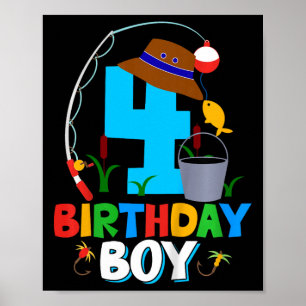 Kinder 4. Geburtstag Shirt Junge Angelfisch Teil Poster