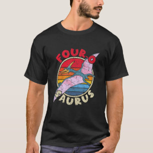 Kinder 4. Geburtstag Vier Jahre Saurus I Pterodact T-Shirt