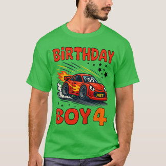 Kinder 4. Geburtstags-Rennfahrer-Rennen-Party-Shir T-Shirt