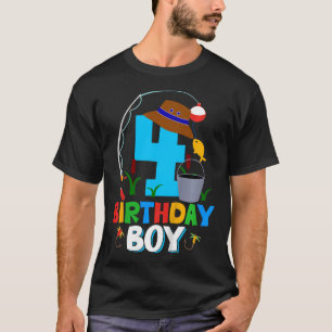 Kinder 4. Geburtstags-Shirt Junge Angeln Fisch Geb T-Shirt