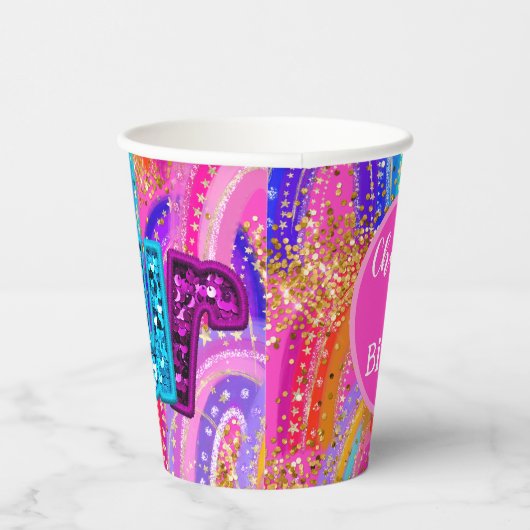 Kinder 4 Geburtstagsraenbow Pappbecher (Rechts)