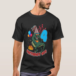 Kinder 4 Jahre alt 4. Geburtstag Junge Son Dinosau T-Shirt