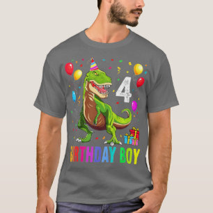 Kinder 4 Jahre alt 4. Geburtstag Junge T Rex Dinos T-Shirt