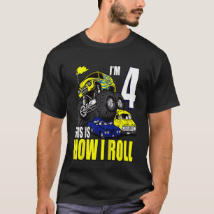 Kinder 4 Jahre alt 4. Geburtstag Monster Trucks Ju T-Shirt