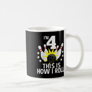 Kinder 4 Jahre alt Bowling Geburtstagsparty Shirt Kaffeetasse