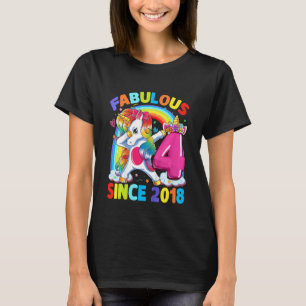 Kinder 4 Jahre alt Dabbing Einhorn 4. Geburtstagsk T-Shirt