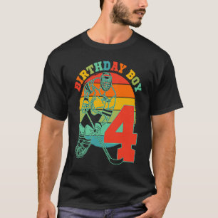 Kinder 4 Jahre alt Eishockey Retro Geburtstagspart T-Shirt
