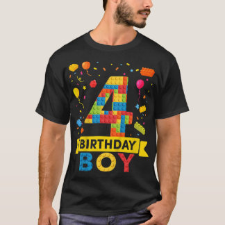 Kinder 4 Jahre alt Gebäude Blöcke 4. Geburtstag Ju T-Shirt