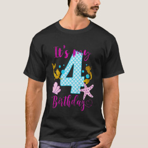 Kinder 4 Jahre alt Mädchen Sieben 4. Geburtstag Me T-Shirt