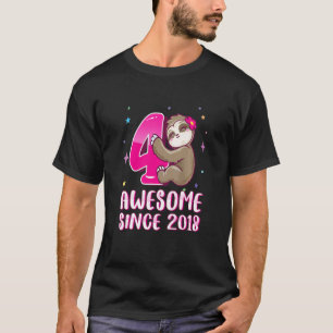 Kinder 4 Jahre alt Niedlich rosa Fliege 4. Geburts T-Shirt