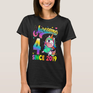 Kinder 4 Jahre alt Seit 2019 Prinzessin Unicorn 4. T-Shirt