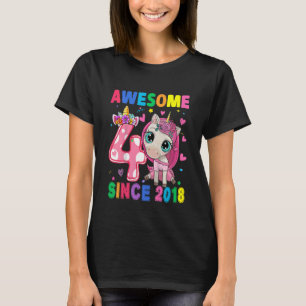 Kinder 4 Jahre Alte Mädchen Jugendliche Einhorn 4. T-Shirt