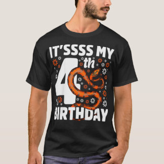 Kinder 4 Jahre alte Schlange 4. Geburtstag Party B T-Shirt