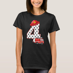 Kinder 4 Jahre alter Feuerwehrmann Geburtstagspart T-Shirt