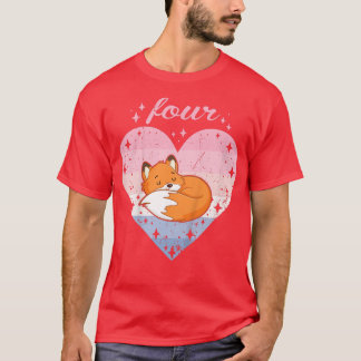 Kinder 4 Jahre alter Niedlicher Fox Geburtstagskin T-Shirt