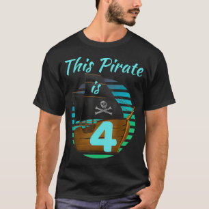 Kinder 4 Jahre alter Pirat Geburtstag  Junge Diese T-Shirt