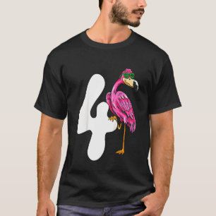 Kinder 4 Jahre Geburtstag für Mädchen Rosa Flaming T-Shirt