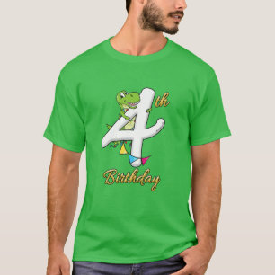 Kinder 4 Jahre Jungen 4. Tag Dinosaurier Dino Fo T-Shirt