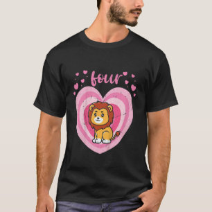 Kinder 4 Jahre Niedliche Löwe Geburtstagskind 4. T-Shirt