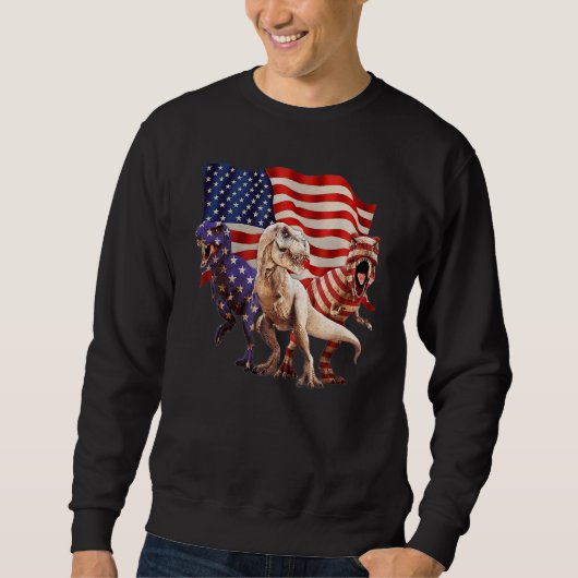 Kinder 4. Juli Amerisaurus Rex Dinosaurier Jungen Sweatshirt (Vorderseite)
