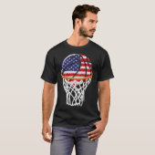 Kinder 4. Juli Basketball US Flagge Kinder Jugend T-Shirt (Vorne ganz)