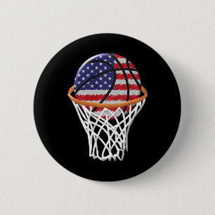 Kinder 4. Juli Basketball USA Flagge Kinder Jugend Button