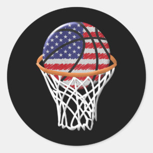 Kinder 4. Juli Basketball USA Flagge Kinder Jugend Runder Aufkleber