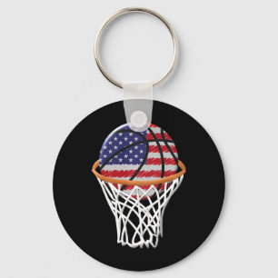 Kinder 4. Juli Basketball USA Flagge Kinder Jugend Schlüsselanhänger