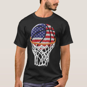 Kinder 4. Juli Basketball USA Flagge Kinder Jugend T-Shirt