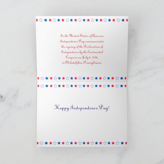 Kinder 4. Juli Card Karte (Innenseite)