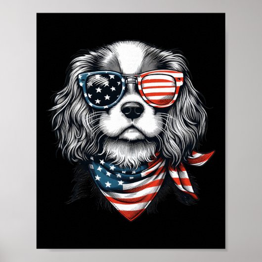 Kinder 4. Juli mit Cavalier King Charles Spaniel Poster (Vorne)