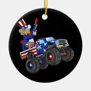Kinder 4. Juli Uncle Sam Monster Truck Keramik Ornament