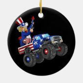 Kinder 4. Juli Uncle Sam Monster Truck Keramik Ornament (Hinten)
