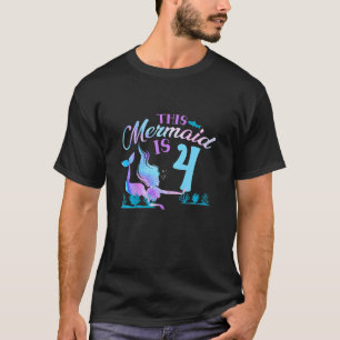 Kinder 4te Geburtstagsmermaid 4 Jahre Altes Mädche T-Shirt