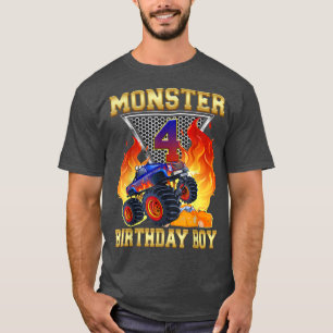 Kinder 4th Monster Truck Geburtstag Junge 4 Jahre  T-Shirt