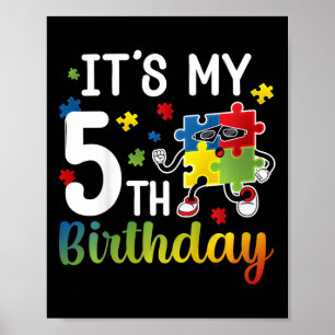 Kinder 5. Autismus Geburtstagsparty 5 Jahre alt Au Poster