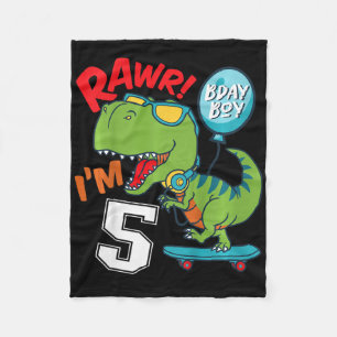 Kinder 5. Geburtstag 5 Jahre alter Junge T-rex Ska Fleecedecke