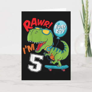 Kinder 5. Geburtstag 5 Jahre alter Junge T-rex Ska Karte