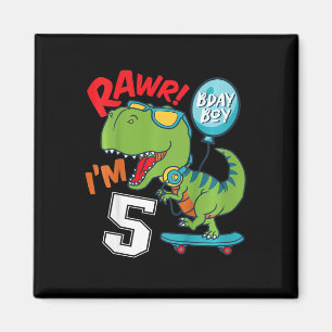 Kinder 5. Geburtstag 5 Jahre alter Junge T-rex Ska Magnet