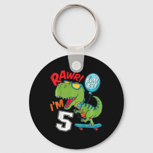 Kinder 5. Geburtstag 5 Jahre alter Junge T-Rex Ska Schlüsselanhänger