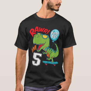 Kinder 5. Geburtstag 5 Jahre alter Junge T-Rex Ska T-Shirt