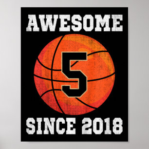 Kinder 5. Geburtstag Basketball Fan 5 Jahre Alt Vi Poster