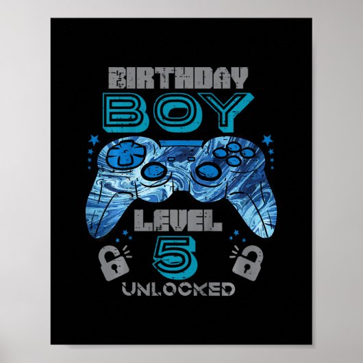 Kinder 5. Geburtstag Gamer Level 5 freigeschaltet Poster (Vorne)