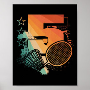 Kinder 5. Geburtstag Junge Badminton Spieler Badmi Poster