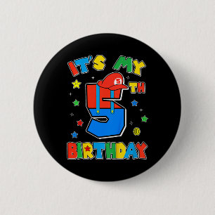 Kinder 5. Geburtstag Junge Super Gamer Gaming Them Button