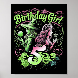 Kinder 5. Geburtstag Rosa und Grün 5 Jahre alt Poster