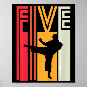 Kinder 5. Geburtstagsgeschenk Karate Retro Taekwon Poster