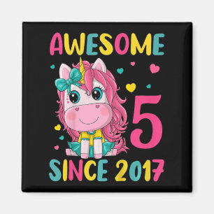 Kinder 5. Geburtstagsparty Einhorn Mädchen 5 Jahre Magnet