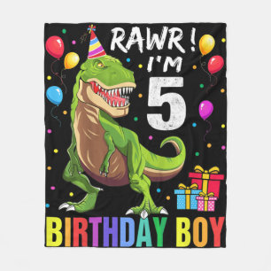 Kinder 5 Jahre alt 5. Geburtstag Junge T Rex Dinos Fleecedecke